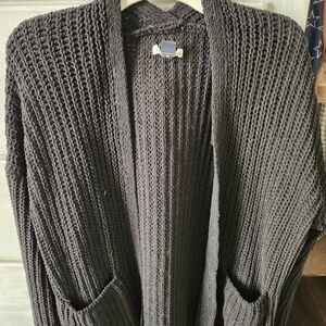 American Eagle Outfitters Black Knit Open-Front Cardigan